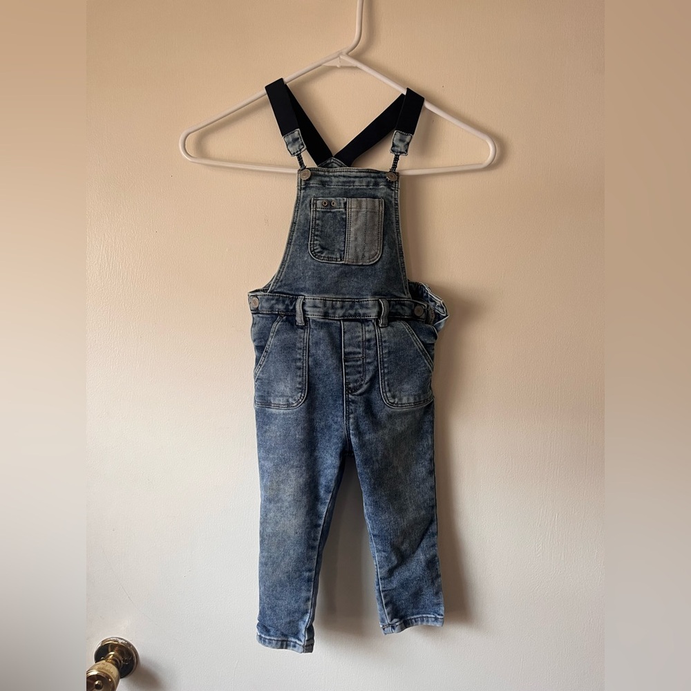 H&M Denim Overalls with Elastic Shoulder Straps Toddler Size 1 1/2 to 2T